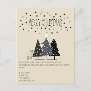 Carte de Noël minimaliste scandinave noir et blanc