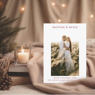 Carte de Noël minimaliste simple mariée et joyeuse