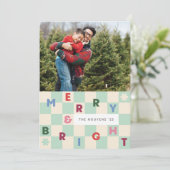 Carte de Noël Mint Checkerboard Merry & Bright (Debout devant)