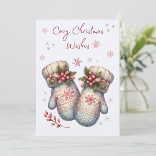 Carte de Noël Mittens confortable (Debout devant)