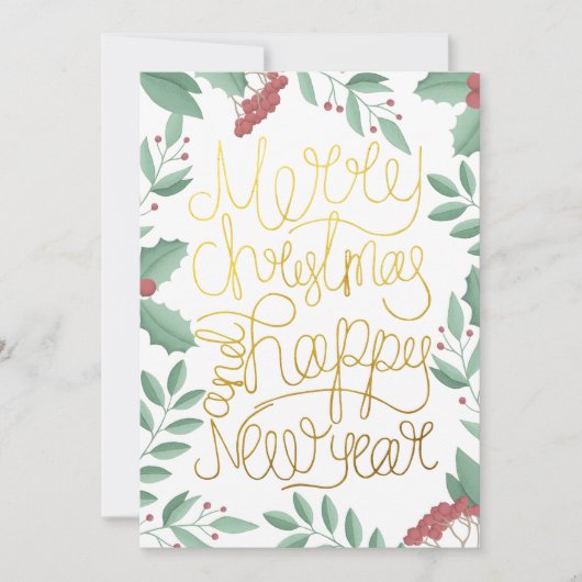 Carte de Noël moderne à l'aquarelle avec écriture (Devant)