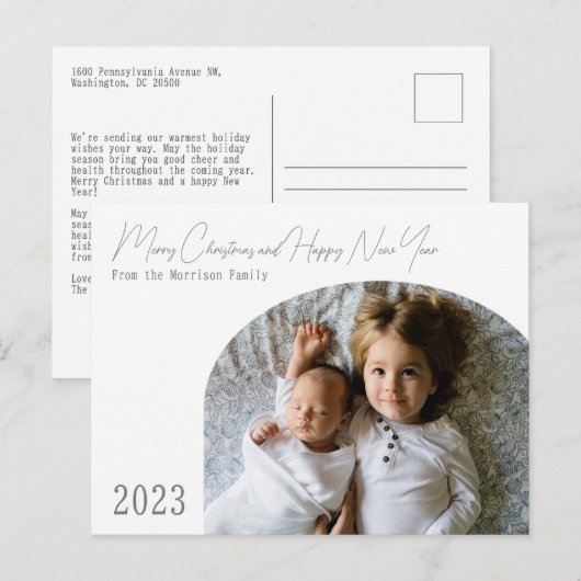 Carte de Noël moderne à l'arche Boho Chic (Devant / Derrière)