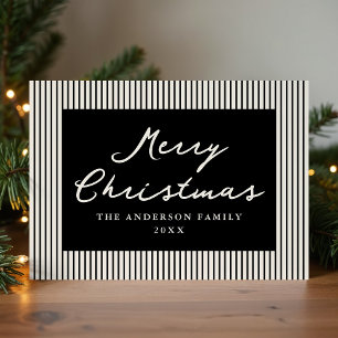 Carte de Noël moderne à rayures noires sans photo