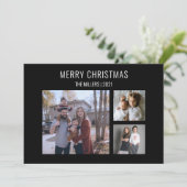Carte de Noël moderne à trois photos - Noir (Debout devant)