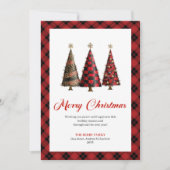 Carte de Noël moderne arbre léopard plaid bison (Devant)
