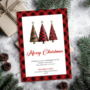 Carte de Noël moderne arbre léopard plaid bison