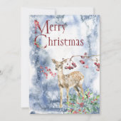 Carte de Noël moderne aux cerfs, aux baies et aux  (Devant)
