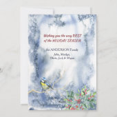 Carte de Noël moderne aux cerfs, aux baies et aux  (Dos)