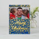 Carte de Noël moderne avec photo et flocon de neig (Debout devant)