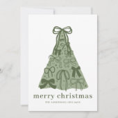 Carte de Noël Moderne avec Sapin et Ruban Vert (Devant)