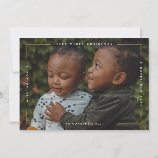 Carte de Noël moderne avec superposition dorée et (Devant)