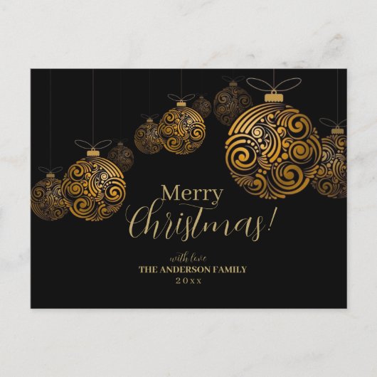 Carte de Noël moderne Black and Gold (Devant)