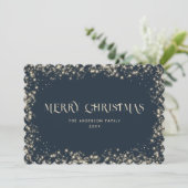 Carte de Noël moderne Blue Sparkly Snowy (Debout devant)