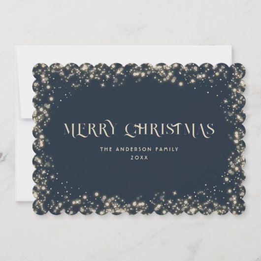 Carte de Noël moderne Blue Sparkly Snowy (Devant)