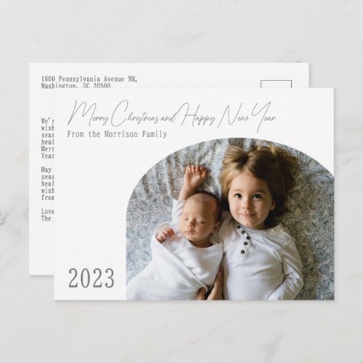 Carte de Noël moderne Boho Chic Arch (Devant / Derrière)