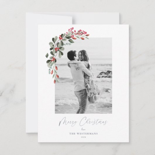 Carte de Noël moderne Botanical Green Photo (Devant)