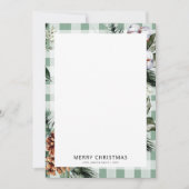Carte de Noël moderne Botanique Vert Plaid (Devant)