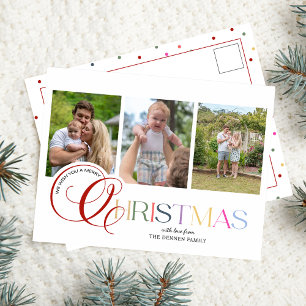 Carte de Noël Moderne Colorée avec Texte 3-Photos