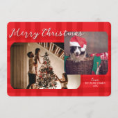 Carte de Noël moderne | Double photo rouge (Devant)