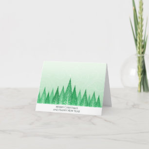 Carte de Noël Moderne Élégante avec Arbres Verts d
