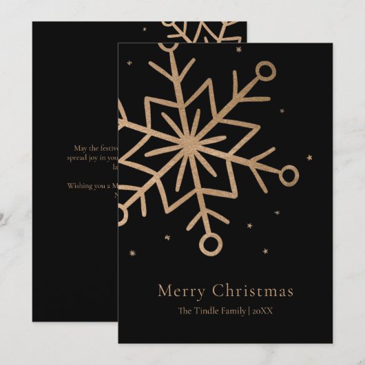 Carte de Noël Moderne en Écriture Script Flocon de (Devant / Derrière)