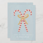 Carte de Noël moderne en forme de canne à bonbons (Devant / Derrière)