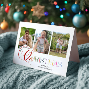 Carte de Noël Moderne et Colorée avec 3 Photos