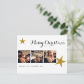 Carte de Noël Moderne Étoile d'Or 3 Photos (Debout devant)