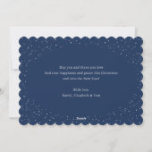 Carte de Noël Moderne Flocon de Neige Bleu Argent (Dos)