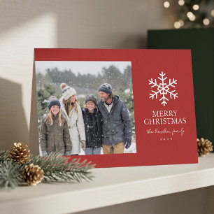 Carte de Noël moderne flocon de neige - Rouge
