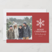 Carte de Noël moderne flocon de neige - Rouge (Devant)