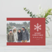 Carte de Noël moderne flocon de neige - Rouge (Debout devant)