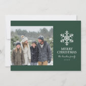 Carte de Noël Moderne Flocon de Neige - Vert (Devant)