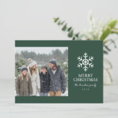 Carte de Noël Moderne Flocon de Neige - Vert (Debout devant)