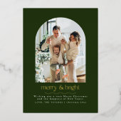 Carte de Noël moderne Green et Gold Foil (Recto)