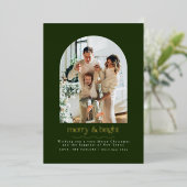 Carte de Noël moderne Green et Gold Foil (Debout devant)