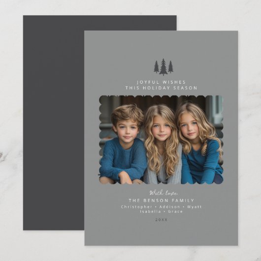 Carte de Noël moderne Gris minimaliste (Devant / Derrière)