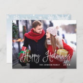 Carte de Noël moderne Happy Holidays (Devant / Derrière)