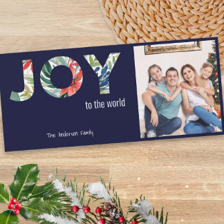 Carte de Noël moderne Joy To The World 1 Photo