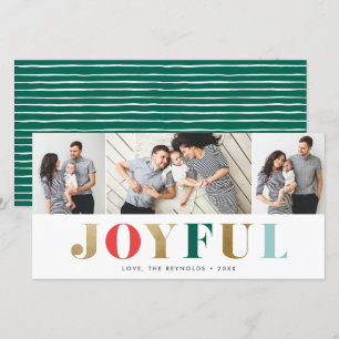 Carte de Noël Moderne Joyeuse 3 Photos