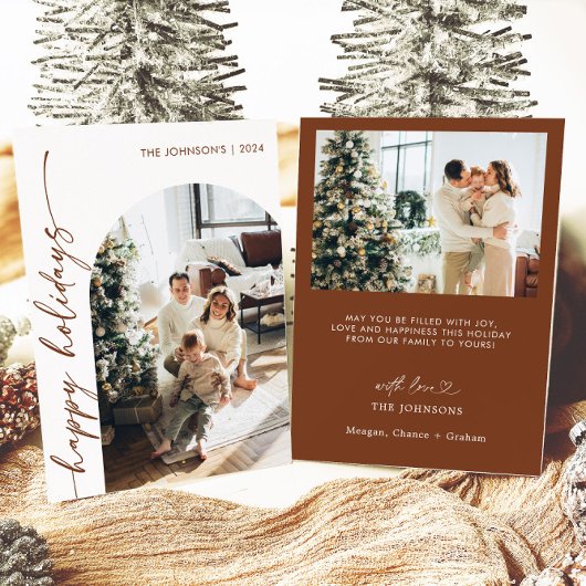 Carte de Noël moderne Joyeuses Fêtes avec photo