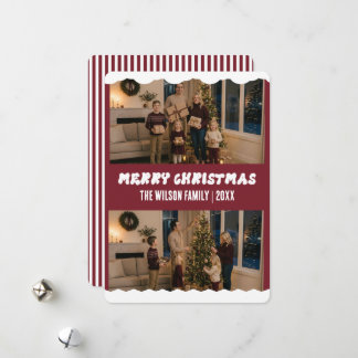 Carte de Noël moderne marron personnalisée avec de