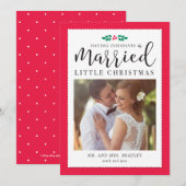 Carte de Noël moderne Mistletoe nouvellement marié (Devant / Derrière)