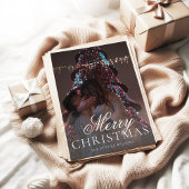 Carte de Noël moderne Mr & Mrs Fiançailles Photo