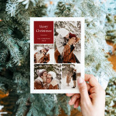 Carte de Noël moderne multi-photos | Carte de vaca