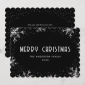 Carte de Noël moderne noire et argent flocon de ne (Devant / Derrière)