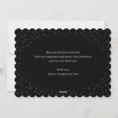 Carte de Noël moderne noire et argent flocon de ne (Dos)
