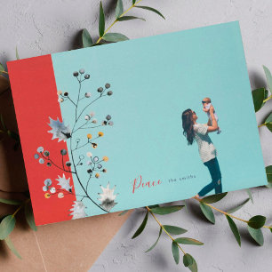 Carte de Noël Moderne Paix Amour OU Joie Photo Fêt