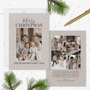 Carte de Noël moderne pour famille avec flocon de