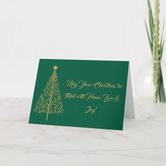 Carte de Noël moderne professionnelle verte et or (Devant)